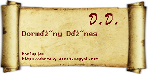 Dormány Dénes névjegykártya